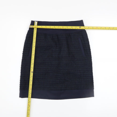 Sandwich Women Navy Blue Tweed Pencil Skirt Size 4 Cotton Blend