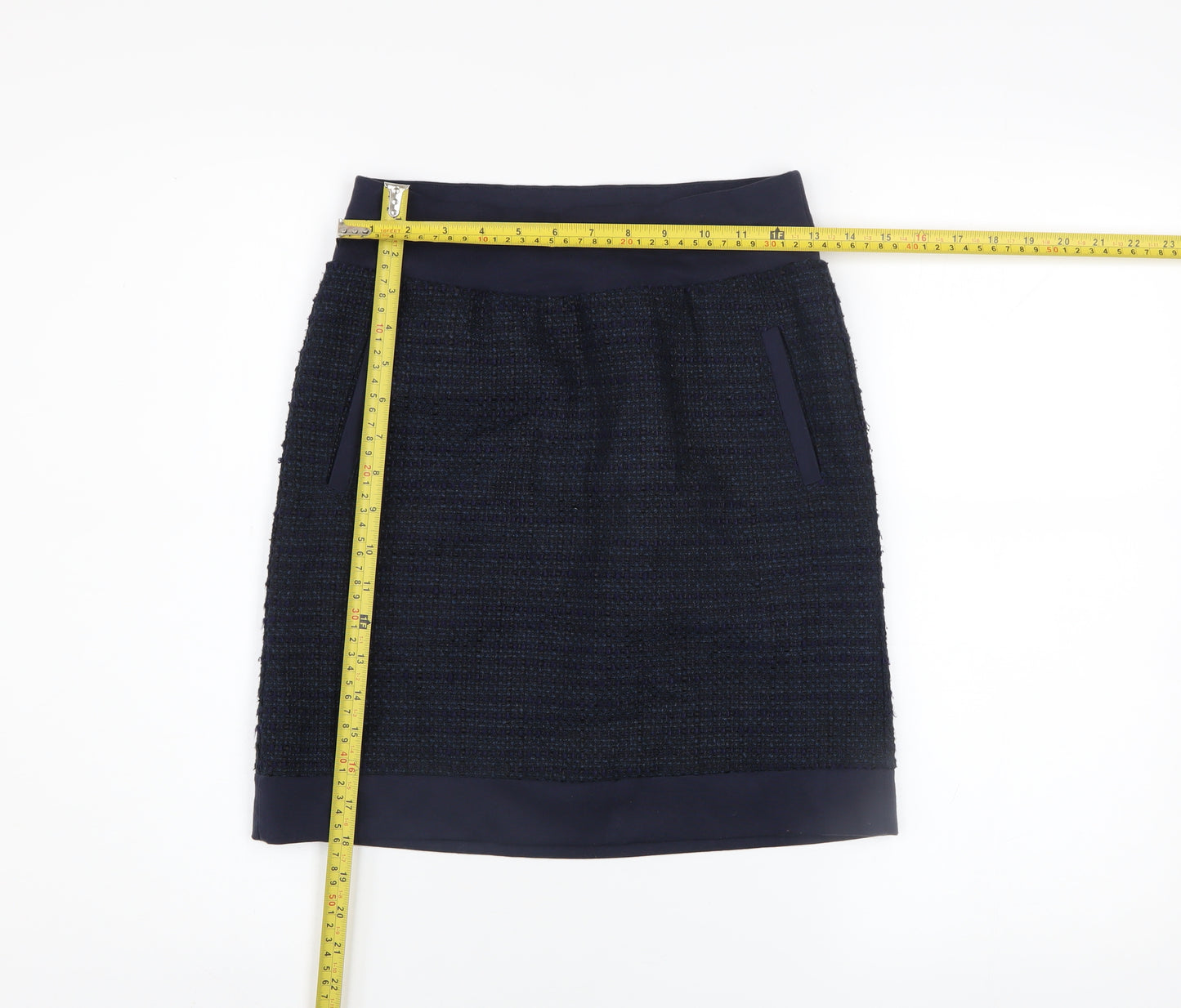 Sandwich Women Navy Blue Tweed Pencil Skirt Size 4 Cotton Blend