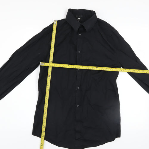 H&M Men's Black Slim Fit Long Sleeve Easy Iron Shirt Size M