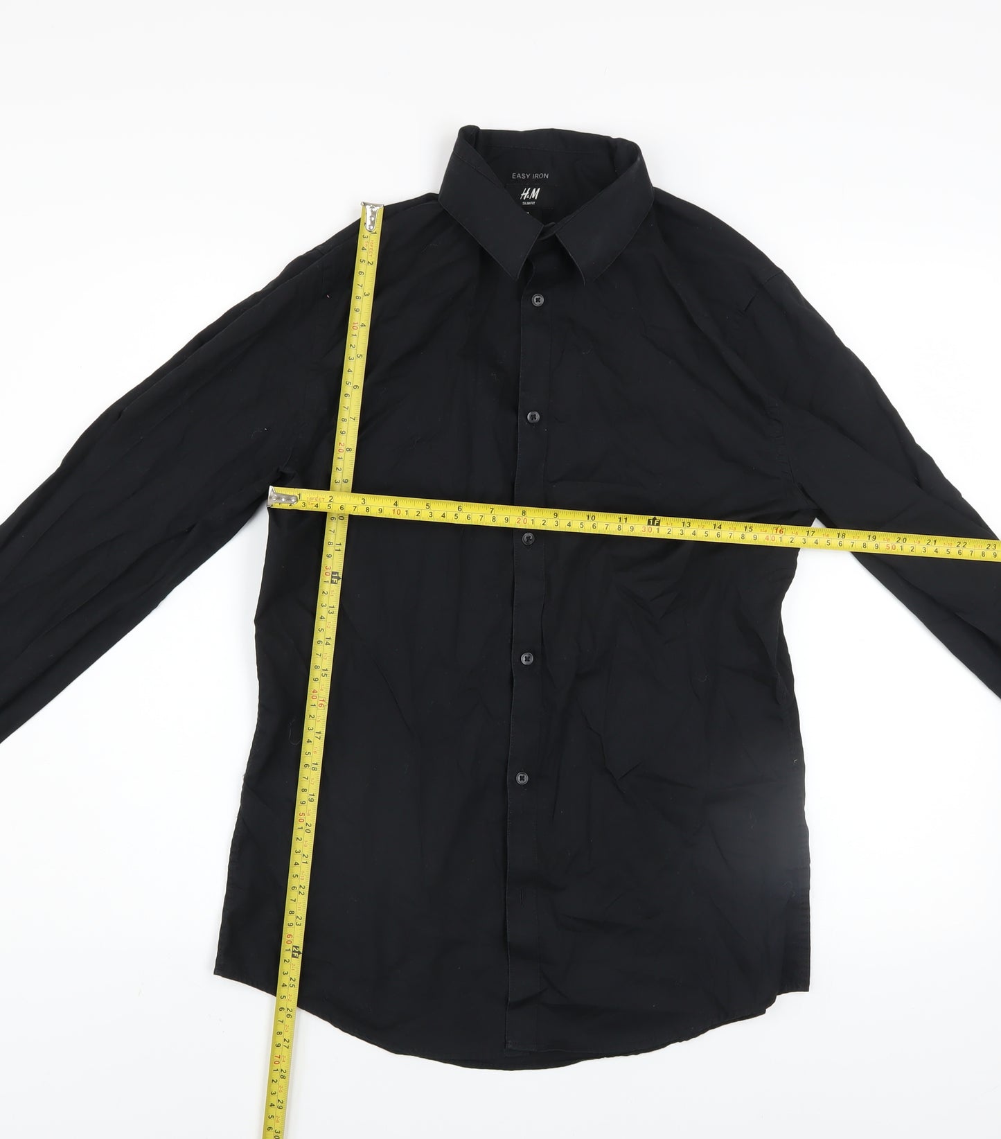 H&M Men's Black Slim Fit Long Sleeve Easy Iron Shirt Size M