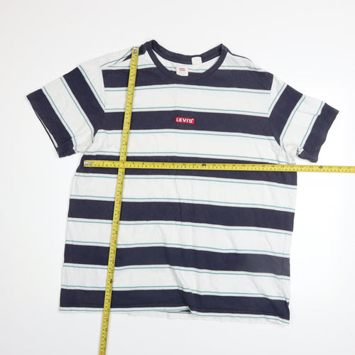 Levi's Men's Blue Striped Relaxed Fit Cotton T-Shirt Size L