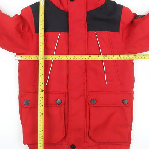 Next Boys Red Parka Coat 6 Years Hooded Fur Trim Waterproof Winter Jacket
