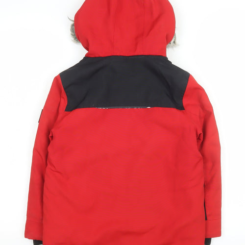 Next Boys Red Parka Coat 6 Years Hooded Fur Trim Waterproof Winter Jacket