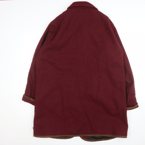 Woolrich Womens Red Long Wool Overcoat Lined Button Coat Size L