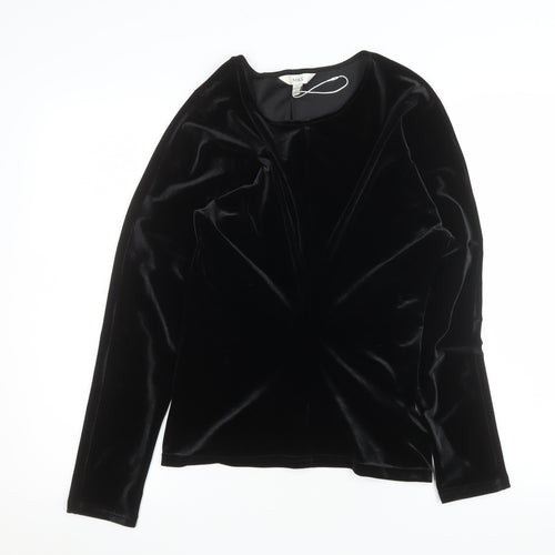 Marks and Spencer Womens Black Velvet Long Sleeve Top Size 10 Regular
