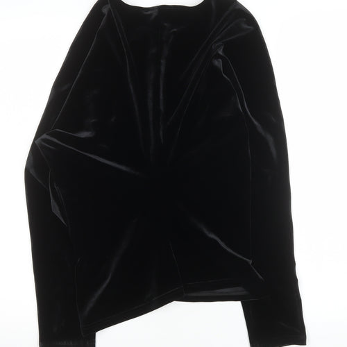 Marks and Spencer Womens Black Velvet Long Sleeve Top Size 10 Regular