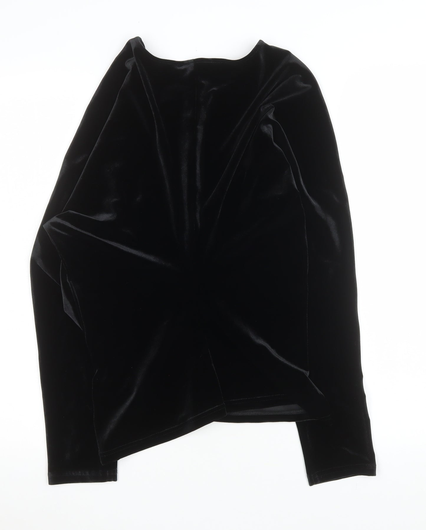 Marks and Spencer Womens Black Velvet Long Sleeve Top Size 10 Regular
