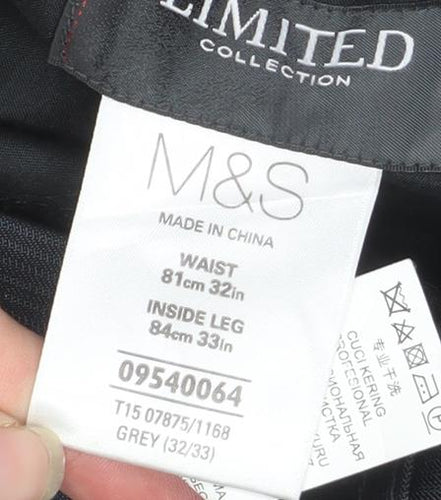 Marks and Spencer Men’s Grey 32W 33L Dress Pants Regular Fit