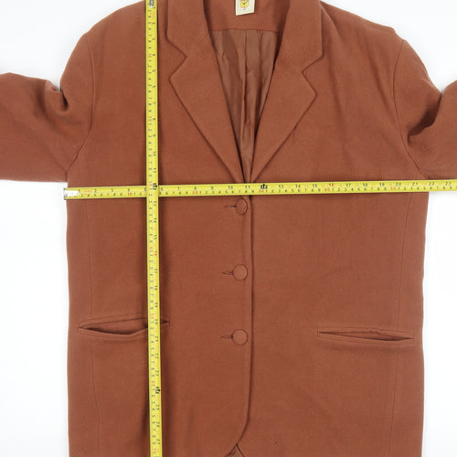 Clockhouse Women Brown Wool Blend Mid-Length Blazer Size 14