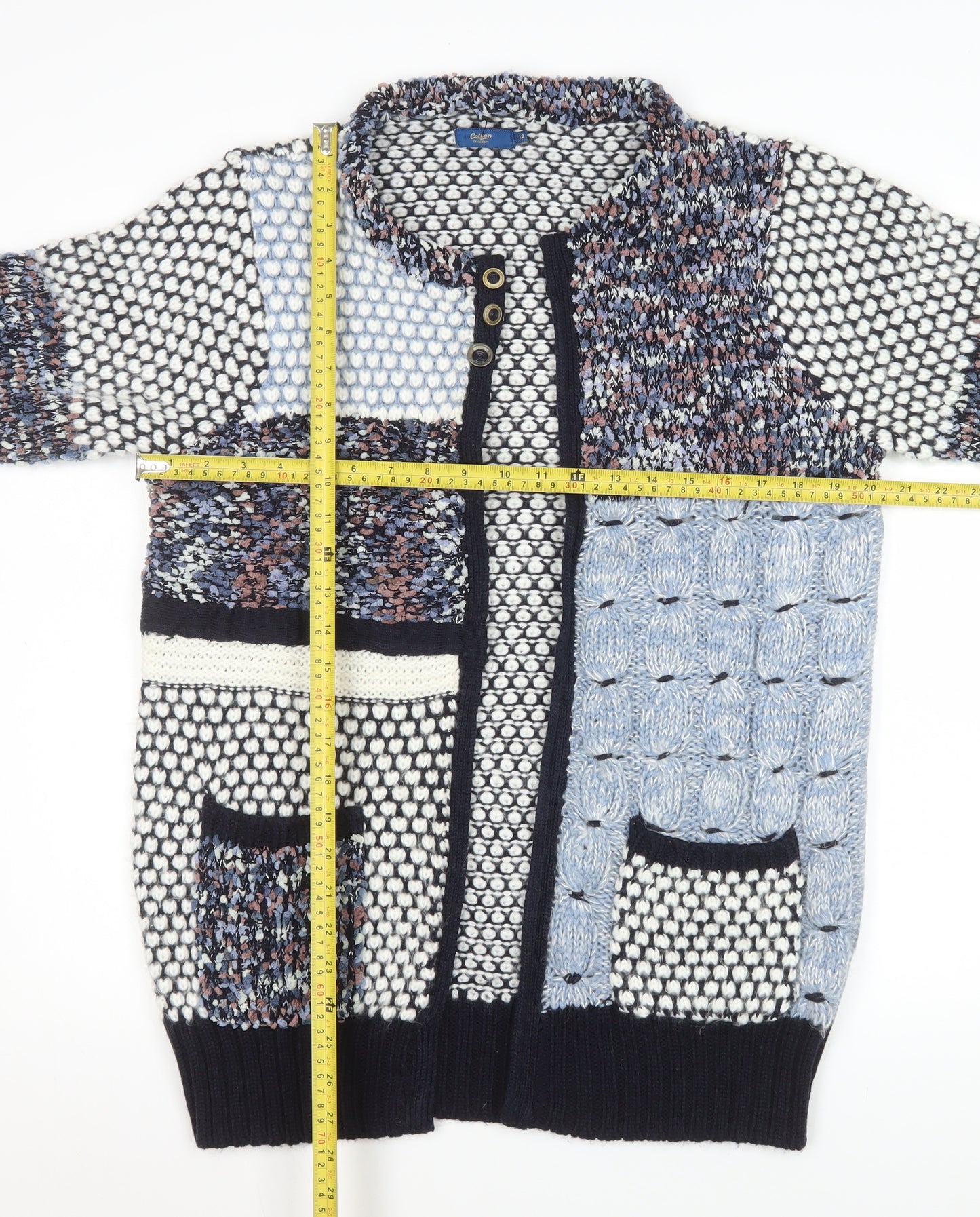 Cotton Traders Womens Multicoloured Size 12 Chunky Knit Cardigan