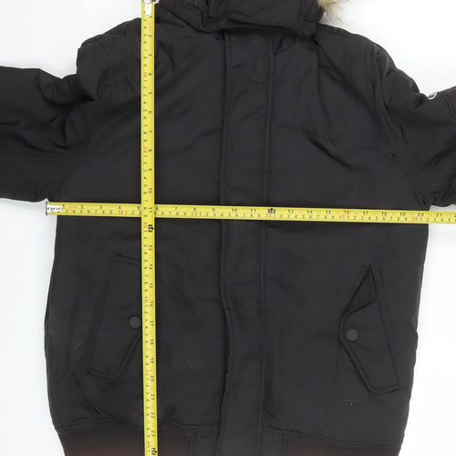 Tommy Jeans Men's Black Fur Hooded Bomber Jacket Size S Winter Coat