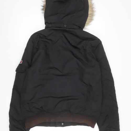 Tommy Jeans Men's Black Fur Hooded Bomber Jacket Size S Winter Coat