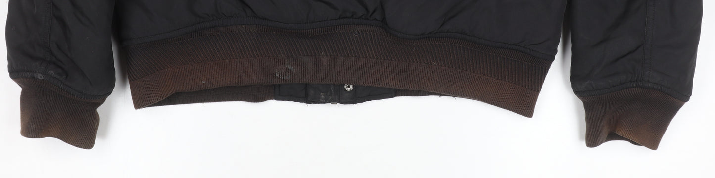 Tommy Jeans Men's Black Fur Hooded Bomber Jacket Size S Winter Coat