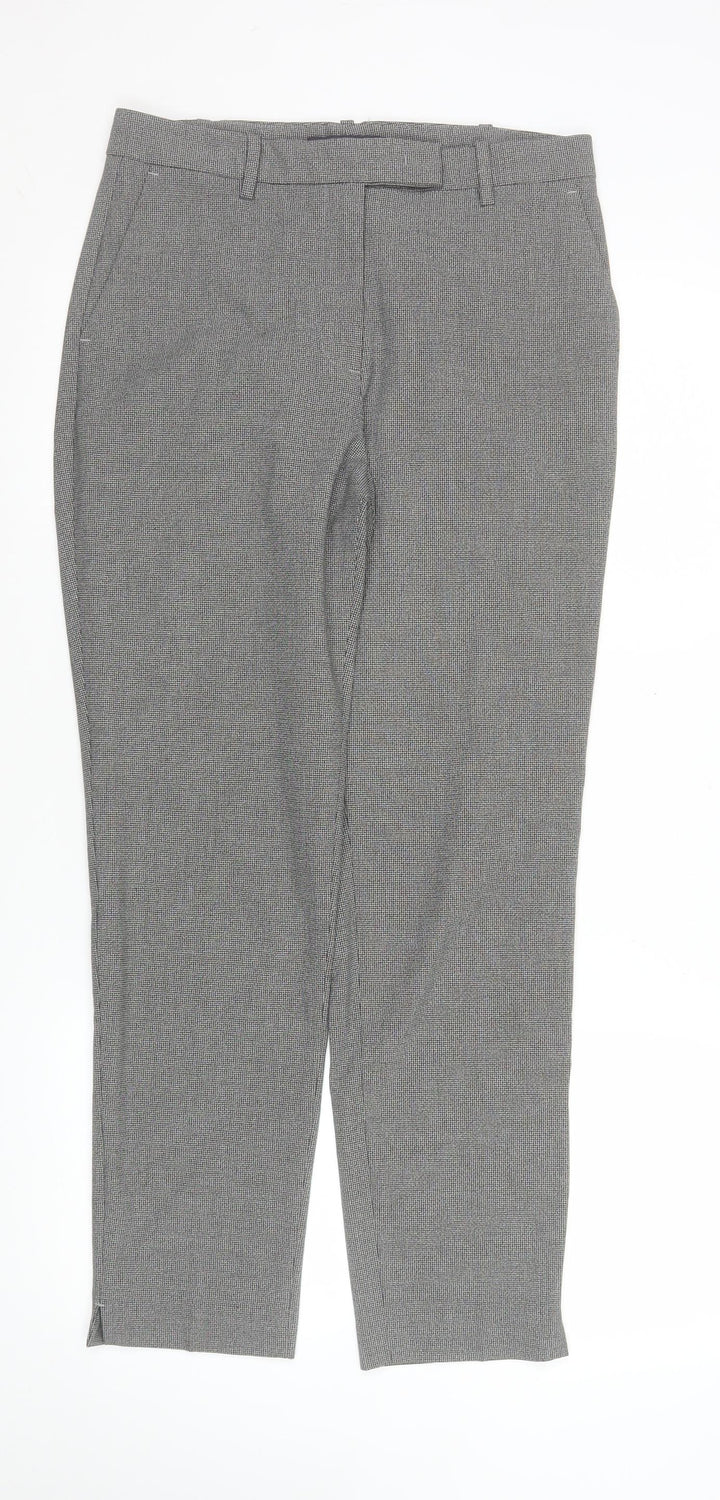 Marks and Spencer Women’s Grey Check Stretch Straight Trousers Size 10