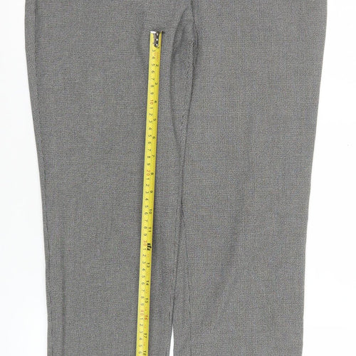 Marks and Spencer Women’s Grey Check Stretch Straight Trousers Size 10