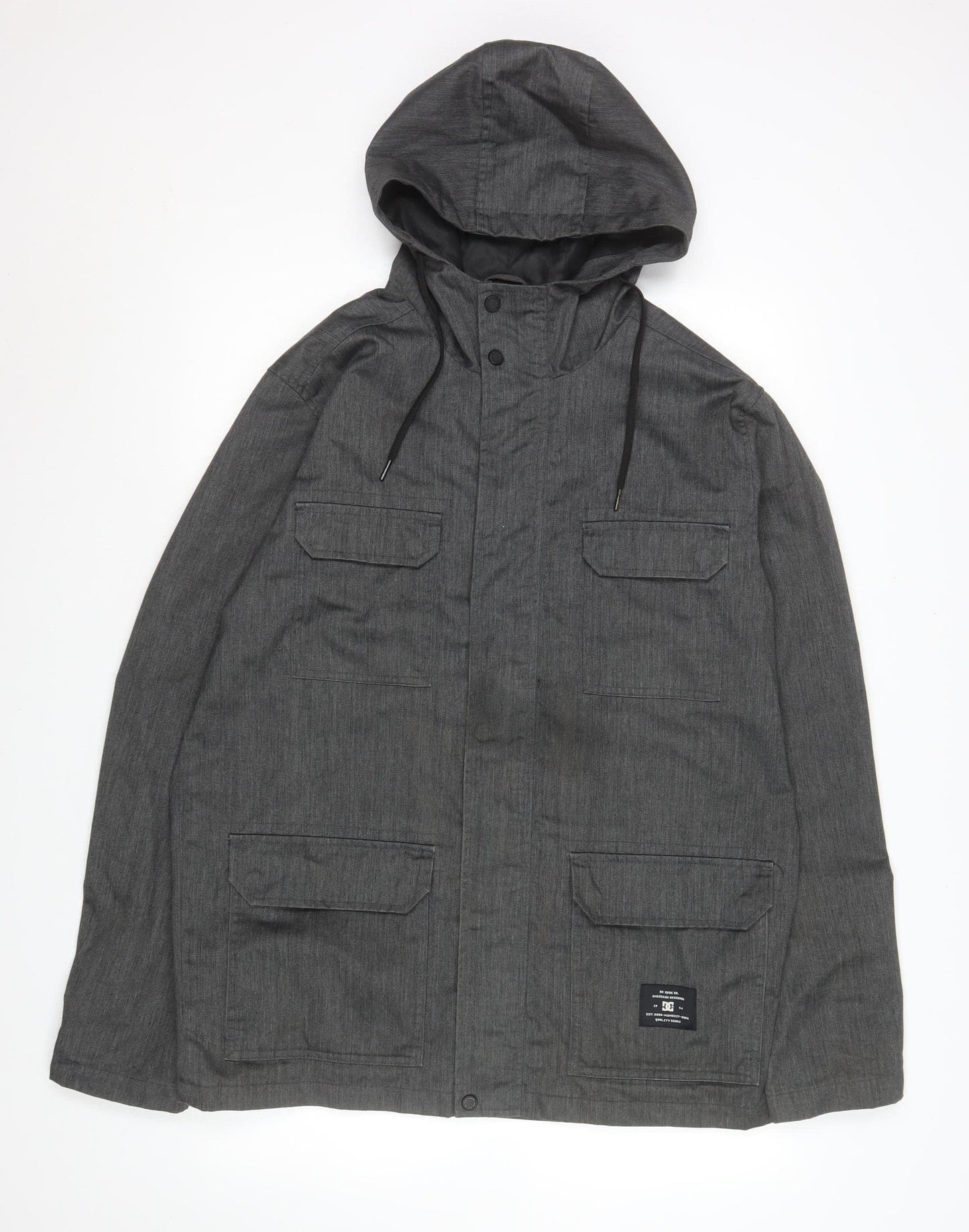 DC Men’s Grey Hooded Parka Jacket Size M Regular Fit
