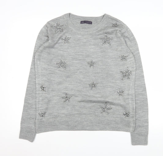 Marks and Spencer Womens Grey XL Beaded Star Long Sleeve Jumper