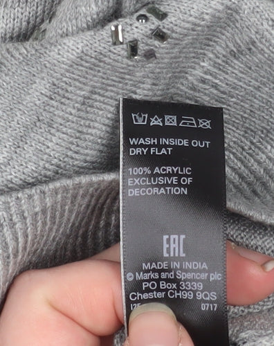 Marks and Spencer Womens Grey XL Beaded Star Long Sleeve Jumper