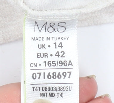 Marks and Spencer Womens Ivory Reindeer Christmas Long Sleeve T-Shirt UK 14