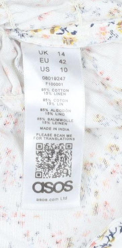 ASOS Women’s Multicoloured Floral Off Shoulder Tunic Blouse Size 14
