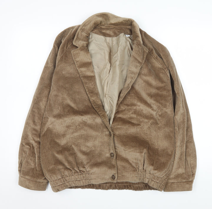 Viyella Women Brown Corduroy Lined Jacket Size 14 Classic Style