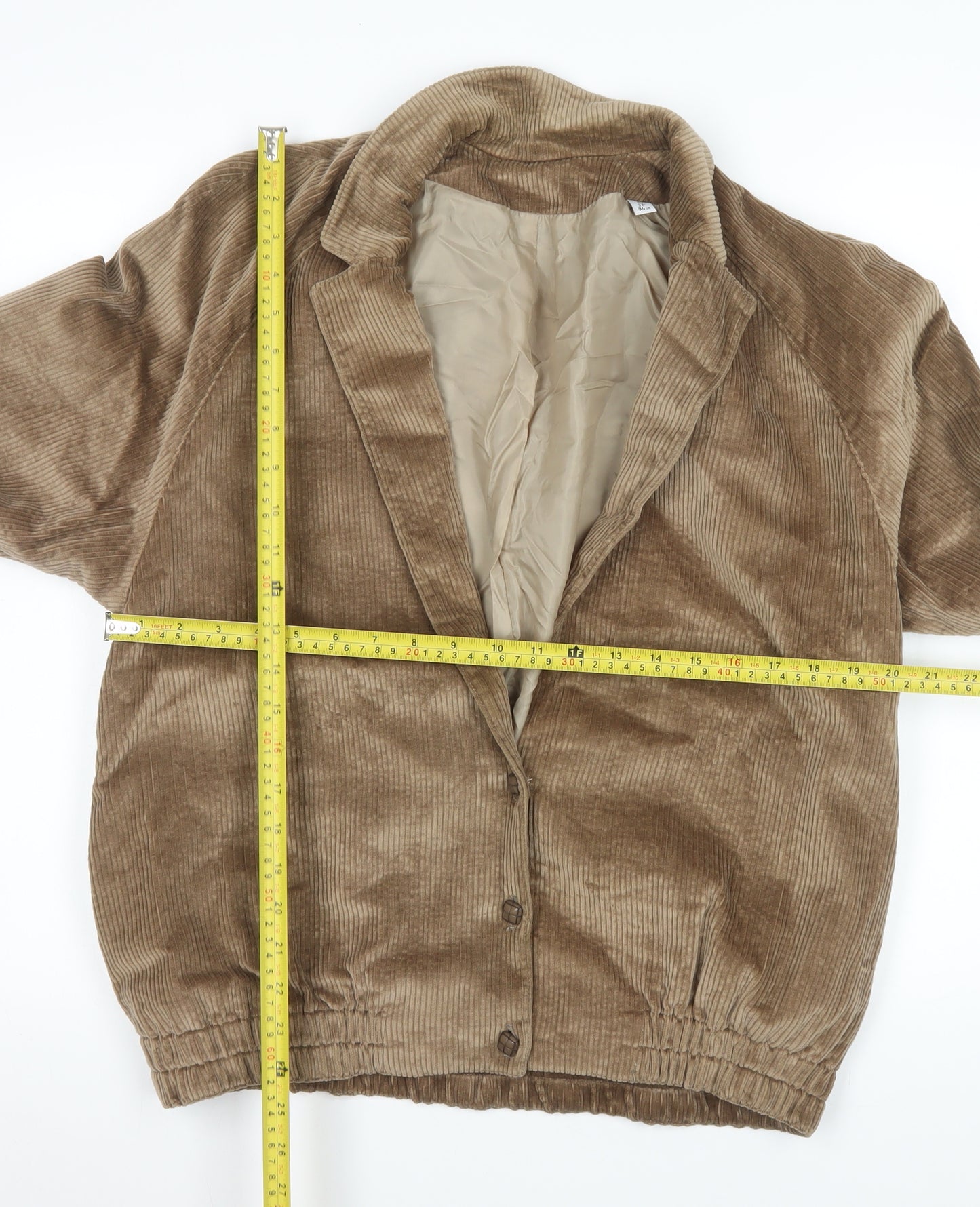 Viyella Women Brown Corduroy Lined Jacket Size 14 Classic Style