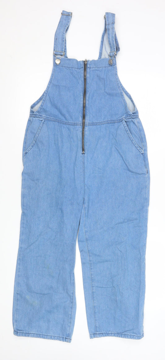 Koton Jeans Women's Blue Denim Dungaree Jumpsuit Size 10 Zip Front
