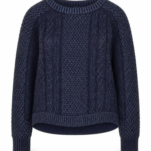 French Connection Womens Navy Cable Knit Cotton Pullover Sweater XS