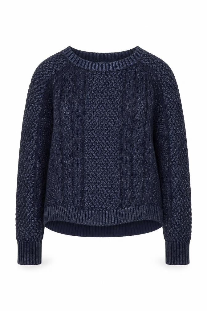 French Connection Womens Navy Cable Knit Cotton Pullover Sweater XS