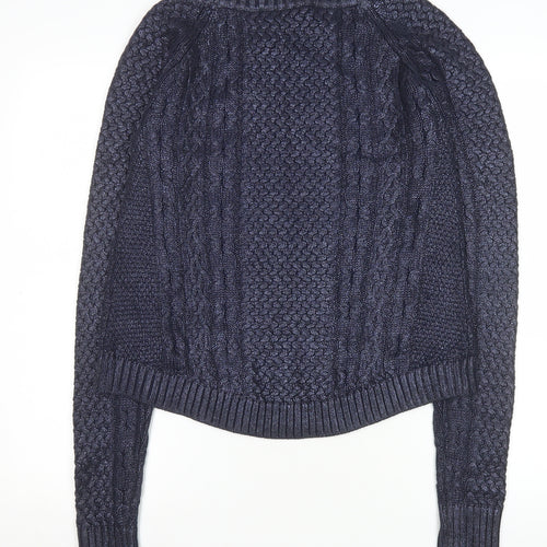 French Connection Womens Navy Cable Knit Cotton Pullover Sweater XS