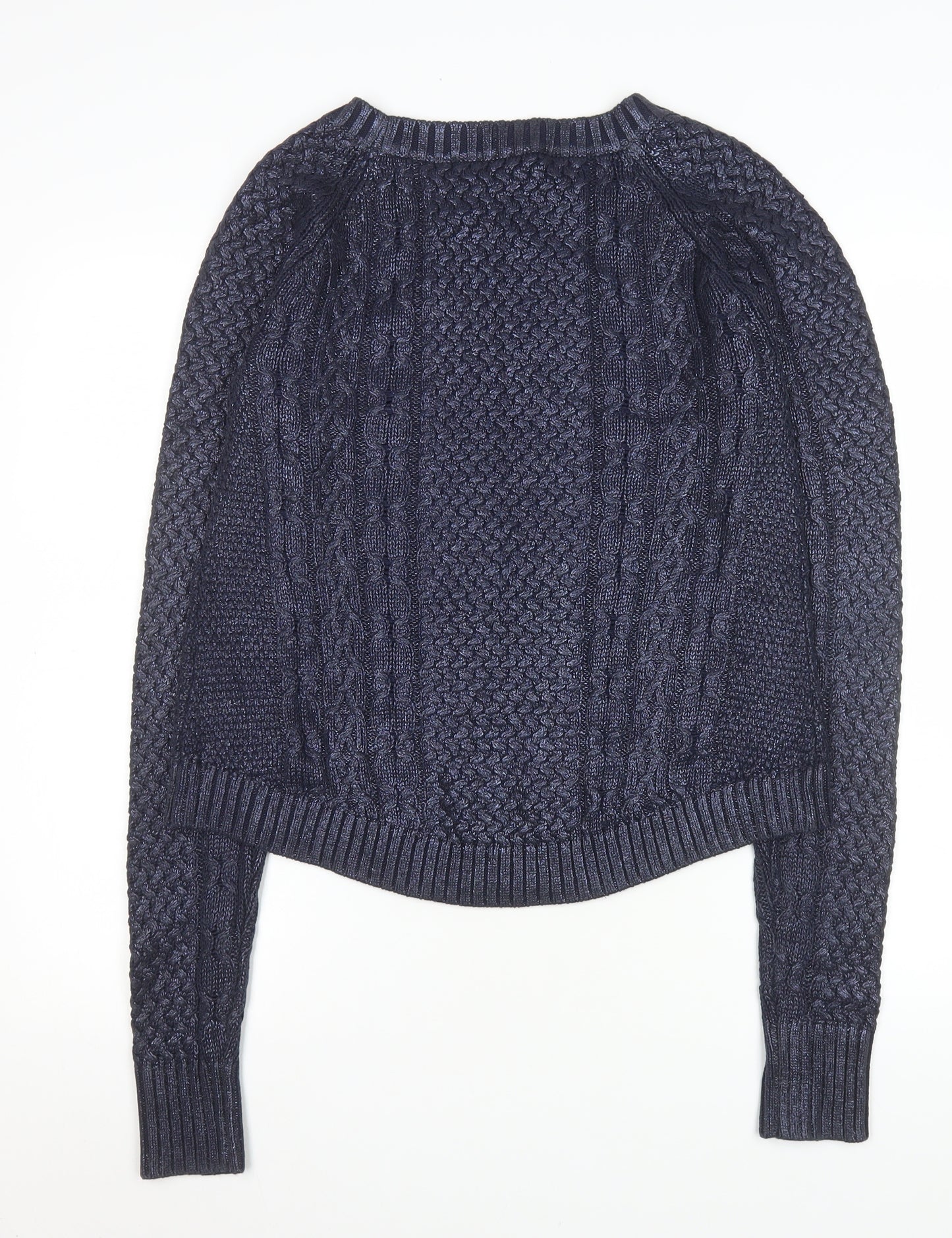 French Connection Womens Navy Cable Knit Cotton Pullover Sweater XS