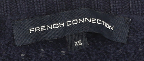 French Connection Womens Navy Cable Knit Cotton Pullover Sweater XS