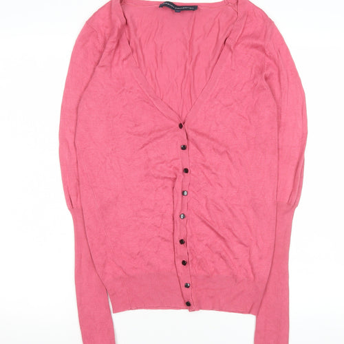 French Connection Womens Pink XS V-Neck Button Cardigan