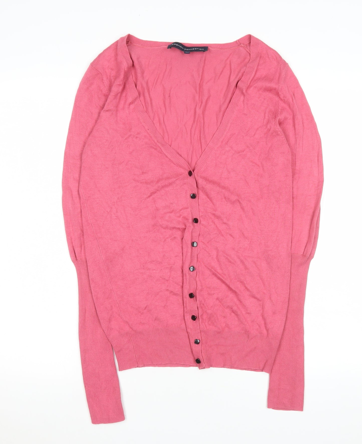 French Connection Womens Pink XS V-Neck Button Cardigan