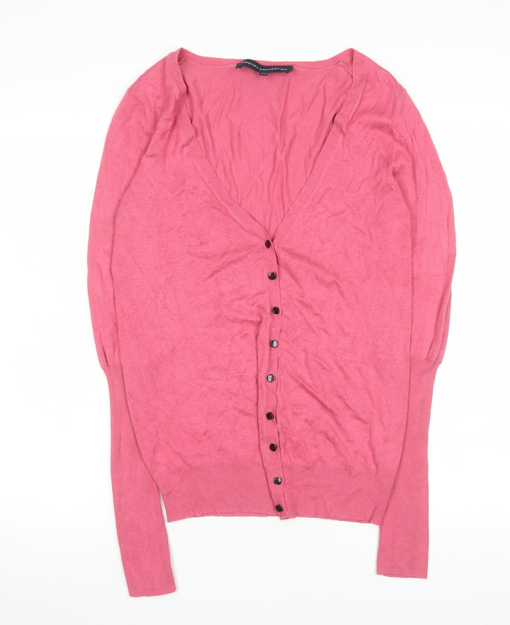 French Connection Womens Pink XS V-Neck Button Cardigan