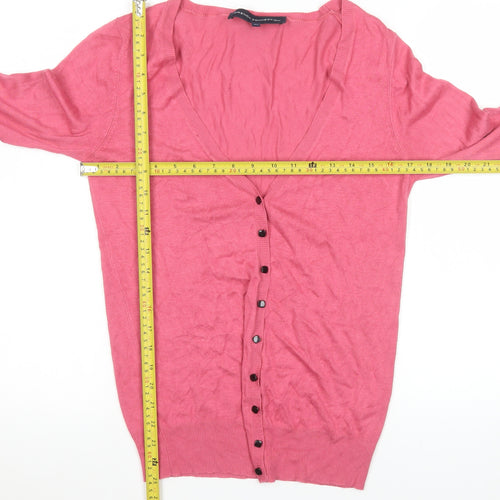 French Connection Womens Pink XS V-Neck Button Cardigan