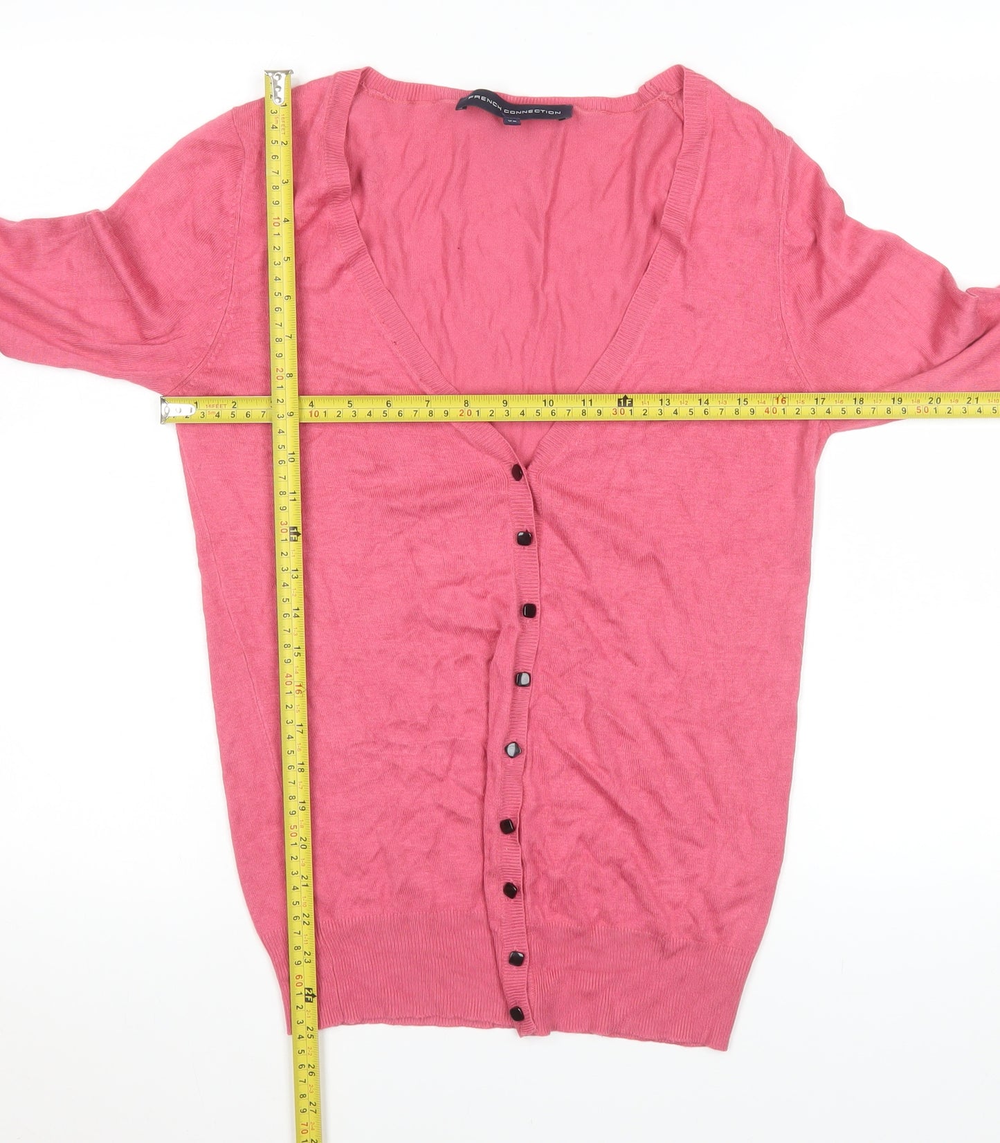 French Connection Womens Pink XS V-Neck Button Cardigan