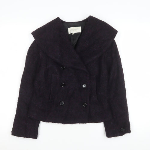 Ronit Zilkha Women’s Purple Wool Mohair Blend Short Pea Coat Jacket Size 10