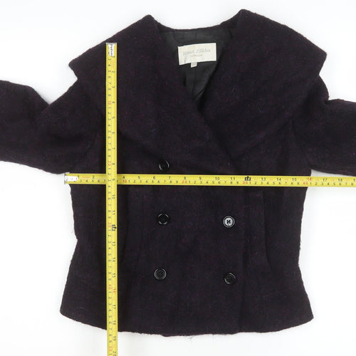 Ronit Zilkha Women’s Purple Wool Mohair Blend Short Pea Coat Jacket Size 10