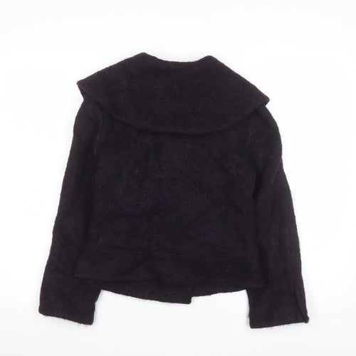 Ronit Zilkha Women’s Purple Wool Mohair Blend Short Pea Coat Jacket Size 10