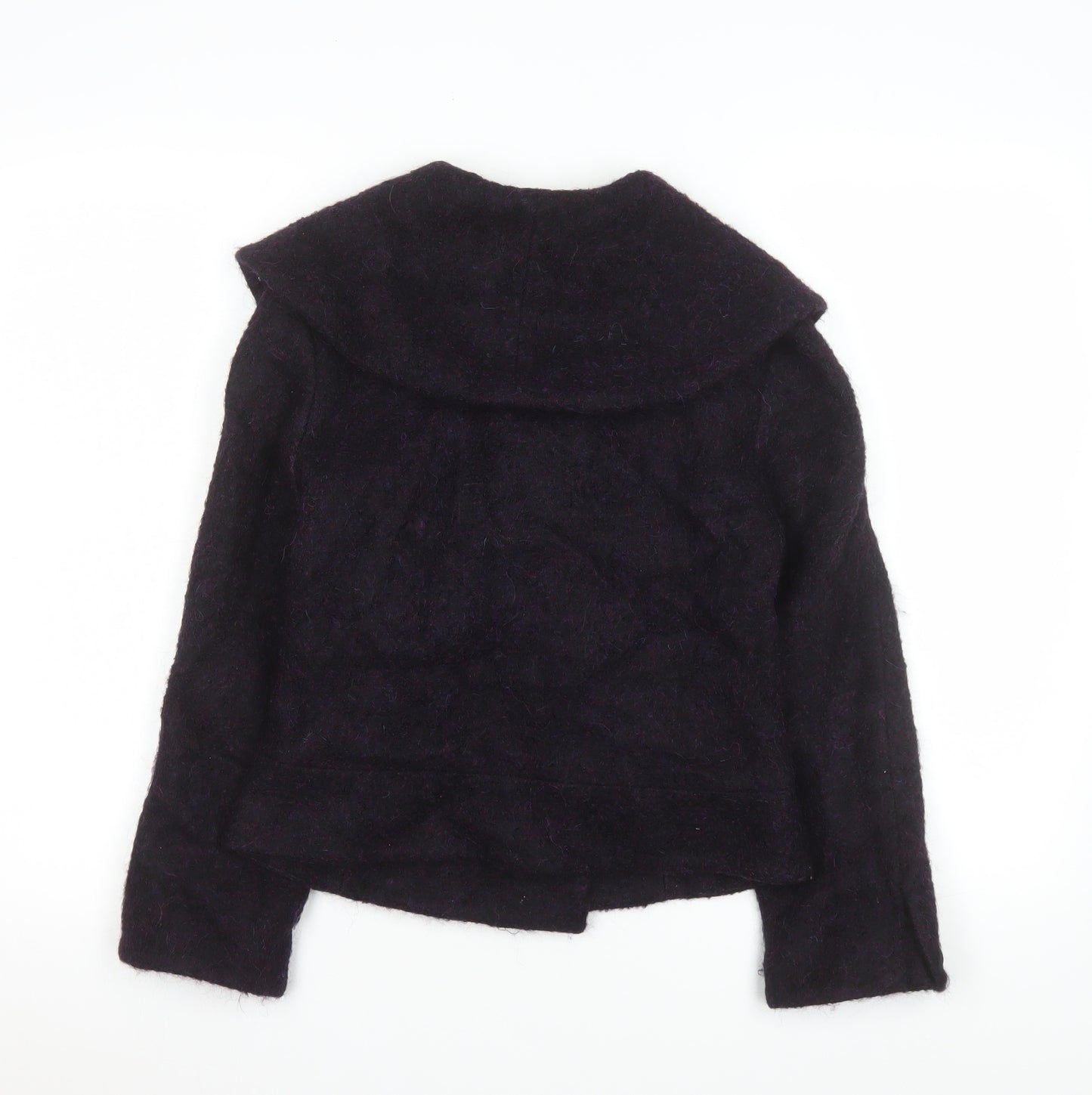 Ronit Zilkha Women’s Purple Wool Mohair Blend Short Pea Coat Jacket Size 10