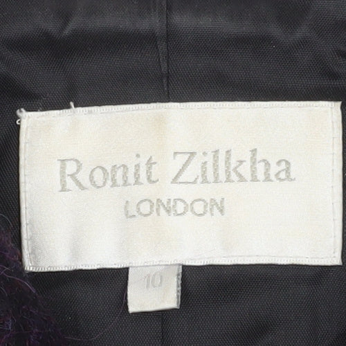 Ronit Zilkha Women’s Purple Wool Mohair Blend Short Pea Coat Jacket Size 10