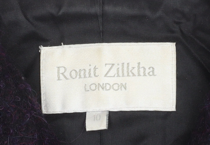 Ronit Zilkha Women’s Purple Wool Mohair Blend Short Pea Coat Jacket Size 10