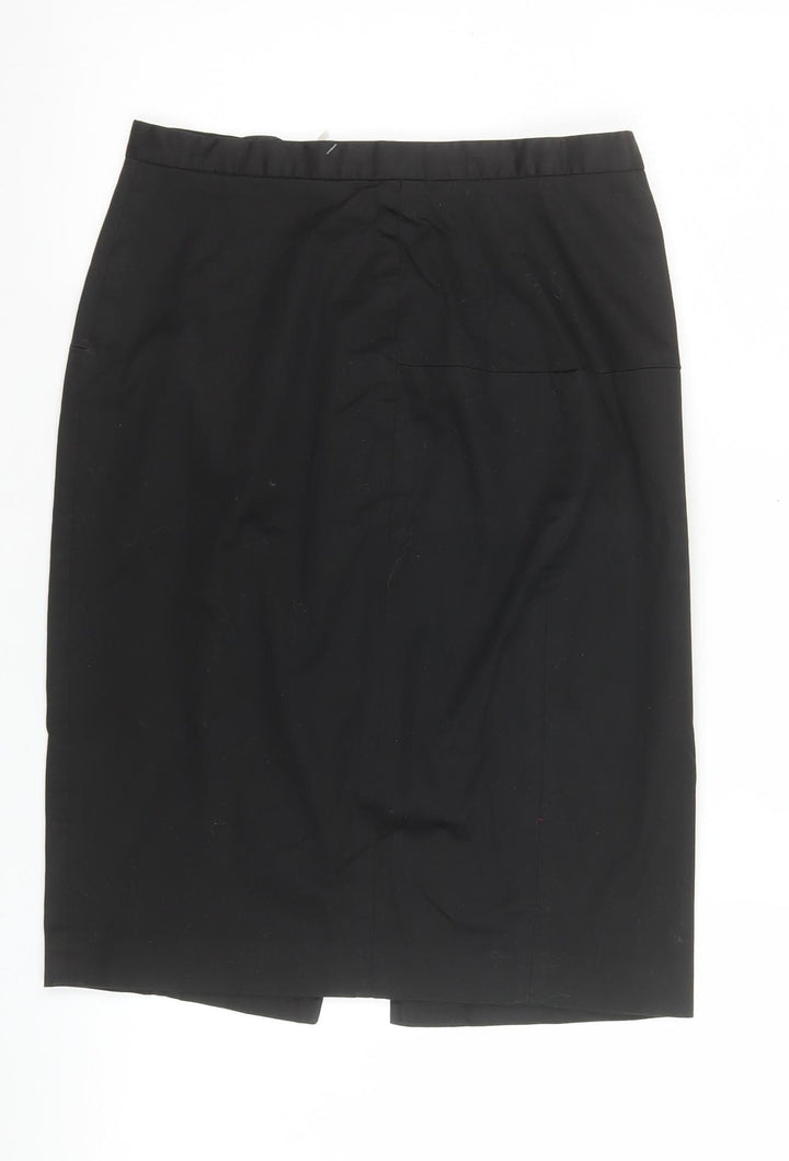 French Connection Women's Black Cotton Zip Pencil Skirt Size 10