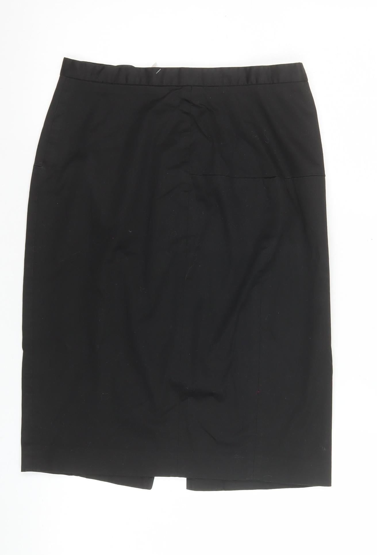 French Connection Women's Black Cotton Zip Pencil Skirt Size 10