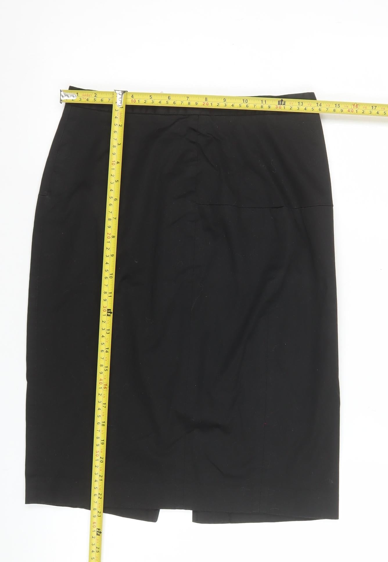 French Connection Women's Black Cotton Zip Pencil Skirt Size 10