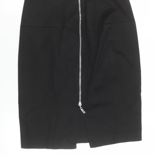 French Connection Women's Black Cotton Zip Pencil Skirt Size 10