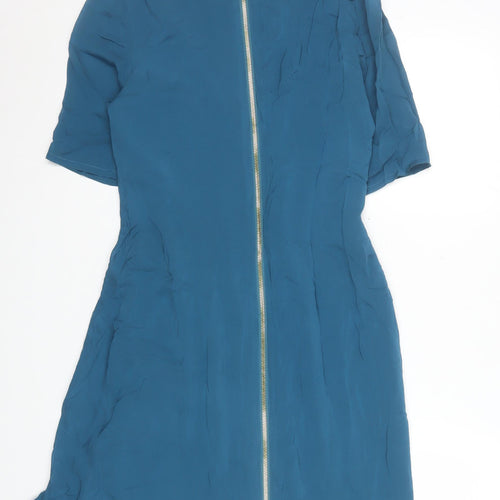 Whistles Women's Blue Silk Sheath Knee Length Dress Size 14