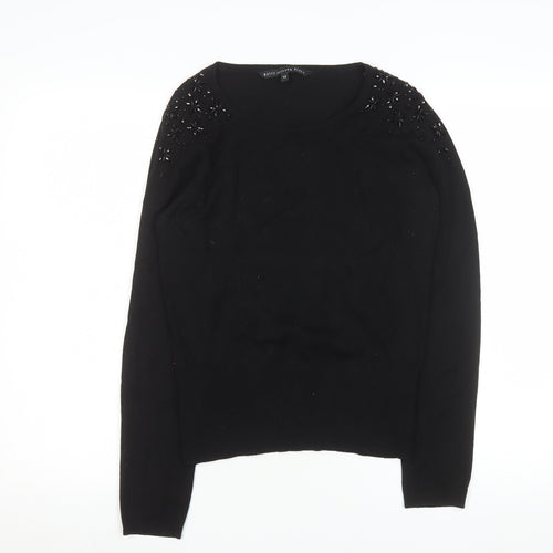 Betty Jackson Black Women's Black Beaded Knit Top Size 12
