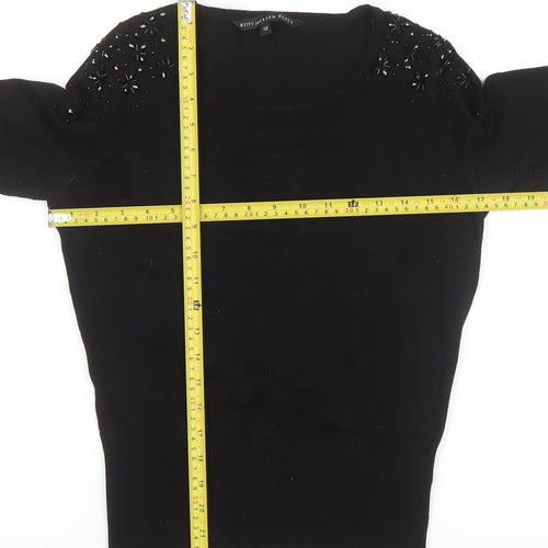 Betty Jackson Black Women's Black Beaded Knit Top Size 12